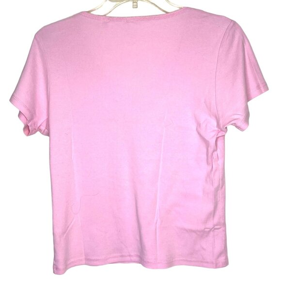 PJ Salvage X-Small Pink Short Sleeve V-Neck Cotton T-Shirt 85e - Picture 2 of 8